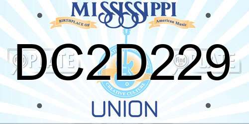 DC2D229 Mississippi License Plate