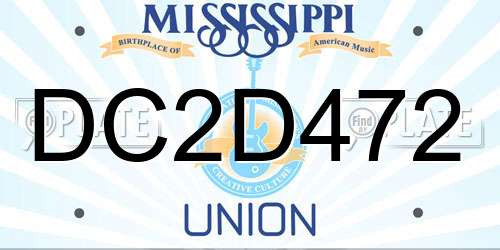 DC2D472 Mississippi License Plate