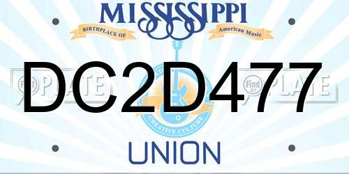 DC2D477 Mississippi License Plate
