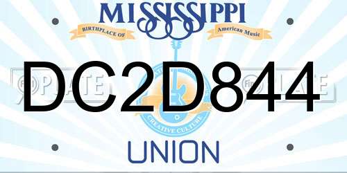DC2D844 Mississippi License Plate