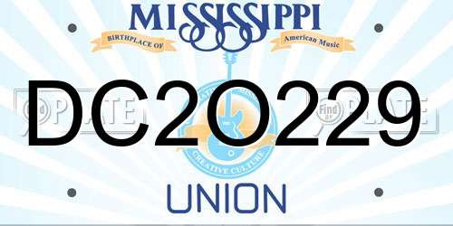 DC2O229 Mississippi License Plate