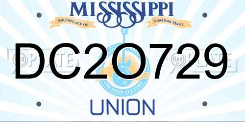 DC2O729 Mississippi License Plate