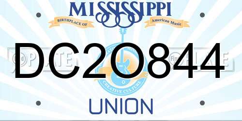 DC2O844 Mississippi License Plate
