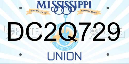DC2Q729 Mississippi License Plate