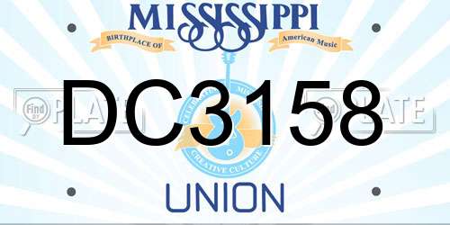 DC3158 Mississippi License Plate