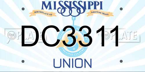 DC3311 Mississippi License Plate