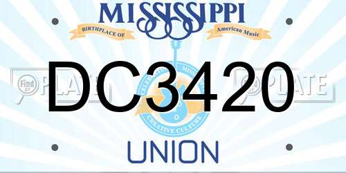 DC3420 Mississippi License Plate