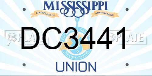 DC3441 Mississippi License Plate