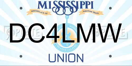 DC4LMW Mississippi License Plate