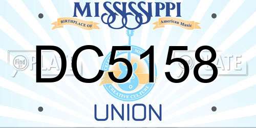 DC5158 Mississippi License Plate