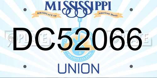 DC52066 Mississippi License Plate