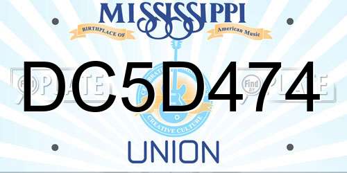 DC5D474 Mississippi License Plate
