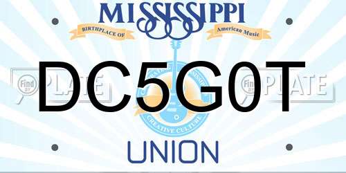 DC5G0T Mississippi License Plate