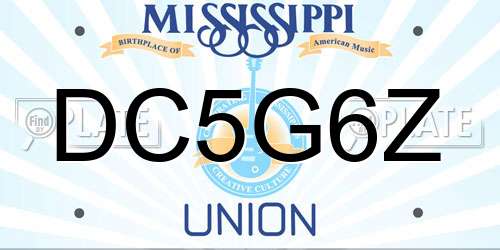 DC5G6Z Mississippi License Plate