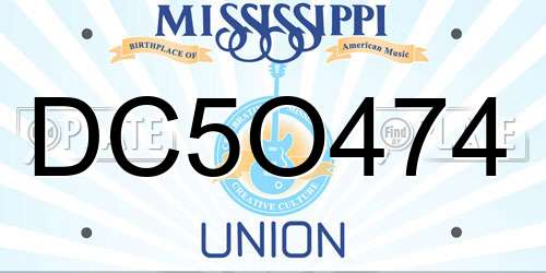 DC5O474 Mississippi License Plate
