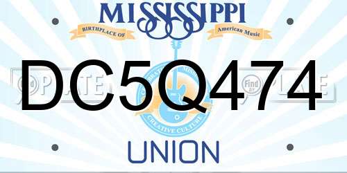 DC5Q474 Mississippi License Plate