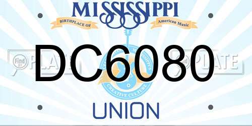 DC6080 Mississippi License Plate