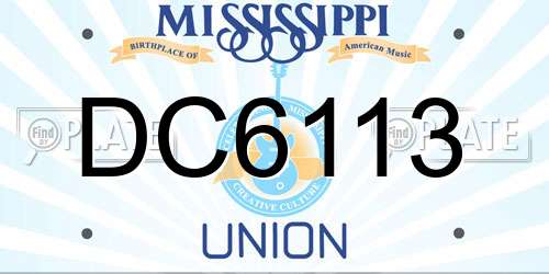 DC6113 Mississippi License Plate