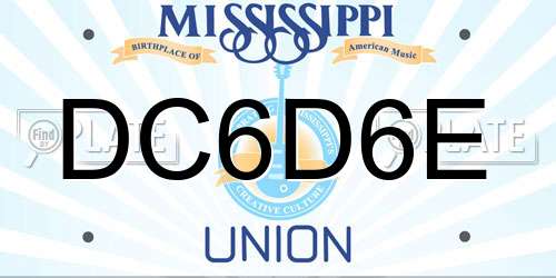 DC6D6E Mississippi License Plate