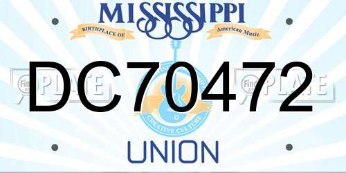 DC70472 Mississippi License Plate