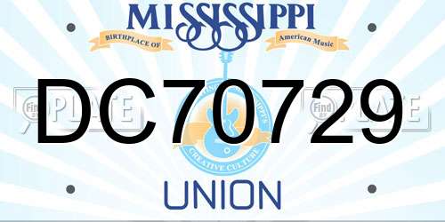 DC70729 Mississippi License Plate