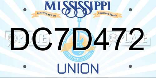 DC7D472 Mississippi License Plate
