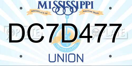 DC7D477 Mississippi License Plate
