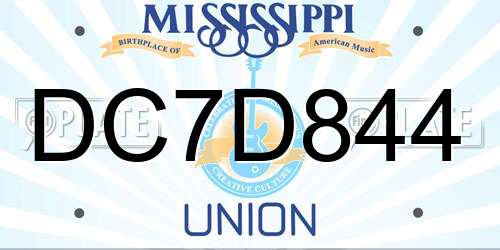 DC7D844 Mississippi License Plate