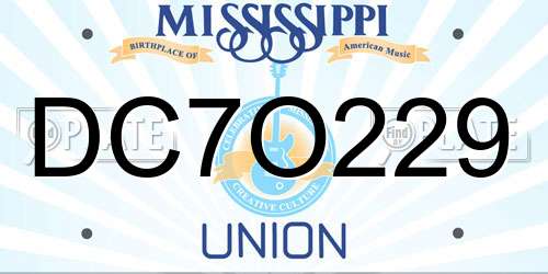 DC7O229 Mississippi License Plate