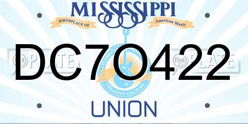 DC7O422 Mississippi License Plate