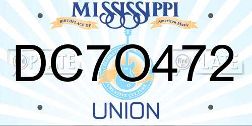 DC7O472 Mississippi License Plate