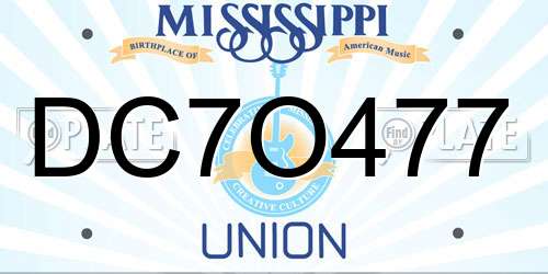 DC7O477 Mississippi License Plate