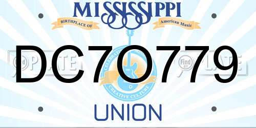DC7O779 Mississippi License Plate