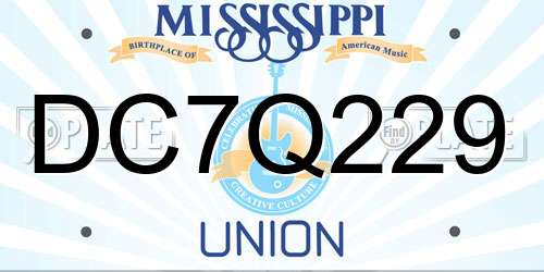 DC7Q229 Mississippi License Plate