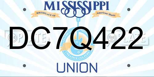 DC7Q422 Mississippi License Plate