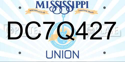 DC7Q427 Mississippi License Plate