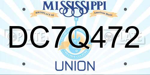 DC7Q472 Mississippi License Plate