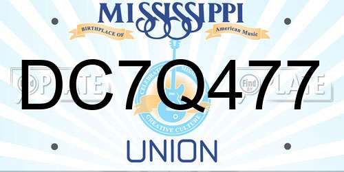 DC7Q477 Mississippi License Plate