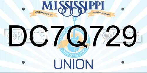 DC7Q729 Mississippi License Plate
