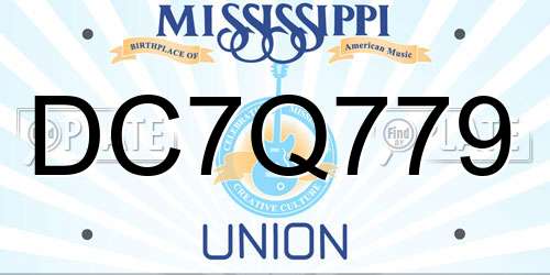 DC7Q779 Mississippi License Plate