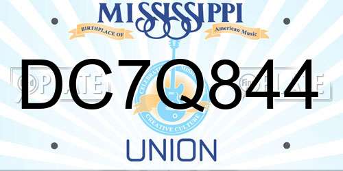 DC7Q844 Mississippi License Plate
