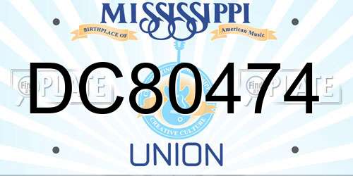 DC80474 Mississippi License Plate