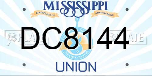 DC8144 Mississippi License Plate