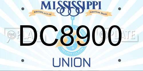DC8900 Mississippi License Plate