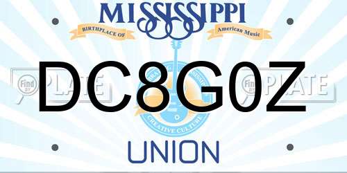 DC8G0Z Mississippi License Plate