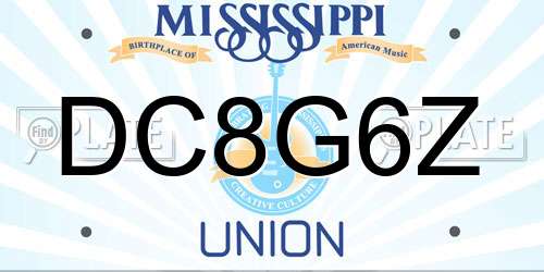DC8G6Z Mississippi License Plate