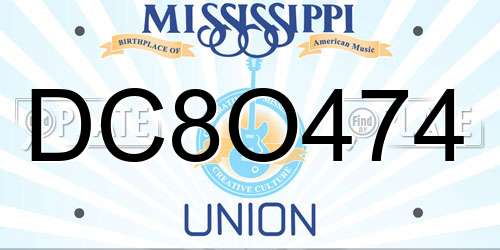 DC8O474 Mississippi License Plate