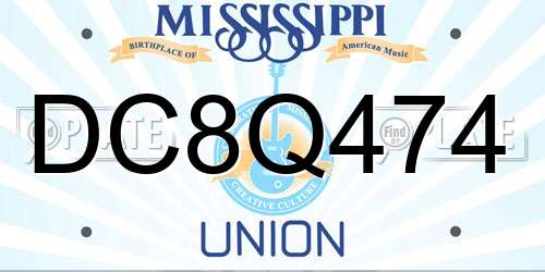 DC8Q474 Mississippi License Plate