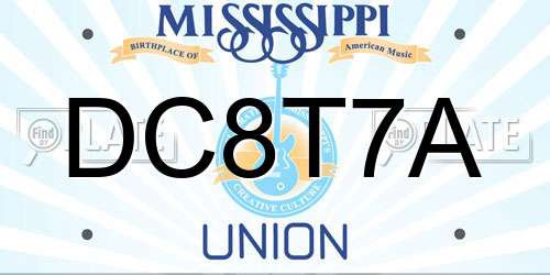 DC8T7A Mississippi License Plate