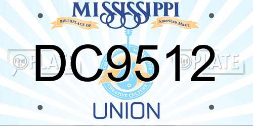 DC9512 Mississippi License Plate